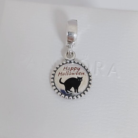 Pandora Happy Halloween Black Cat Dangle Charm S925 Silver with box - Picture 3 of 6